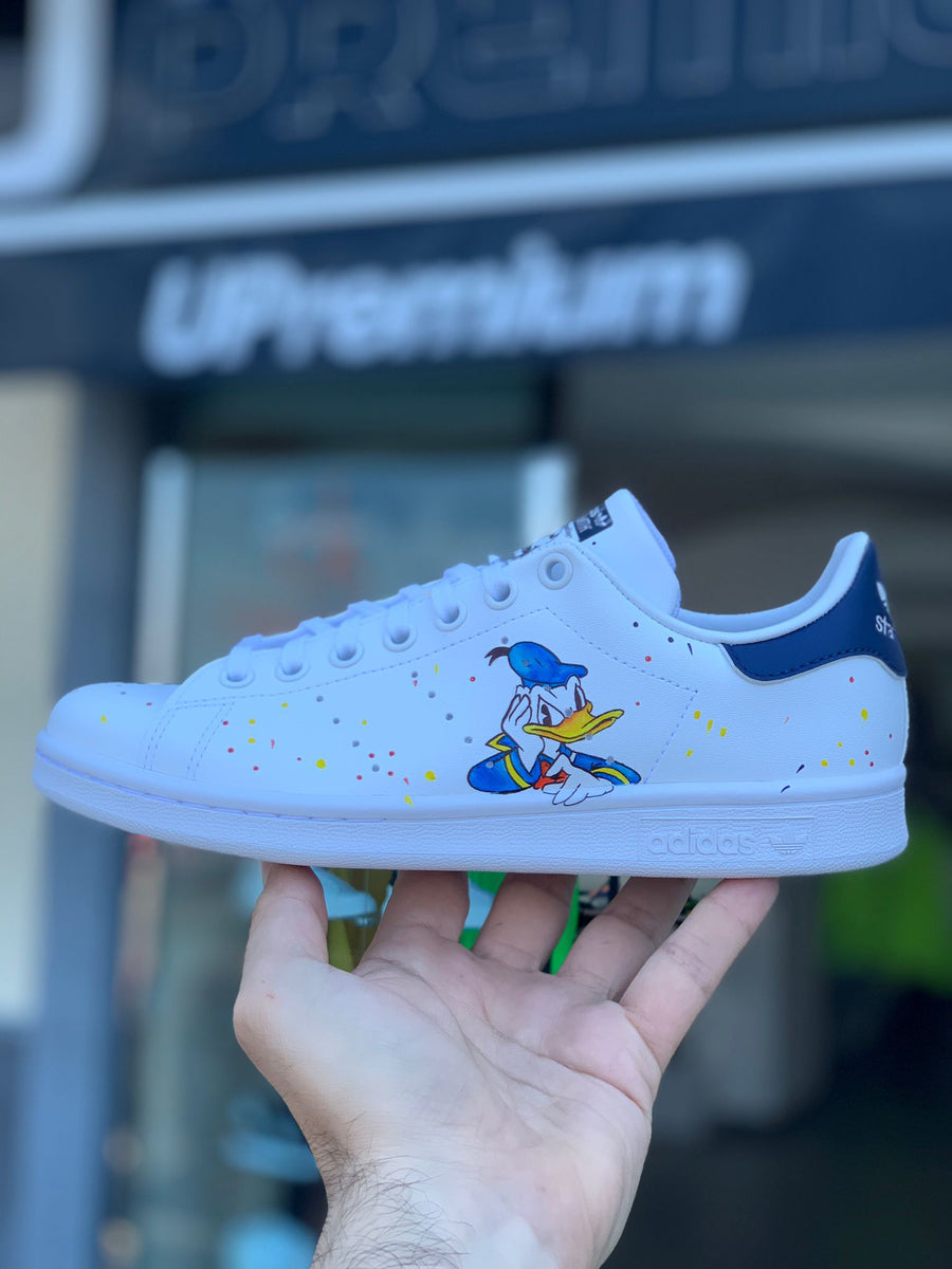 Adidas Stan Smith Bianche Blu Custom Disney Topolino Schizzate