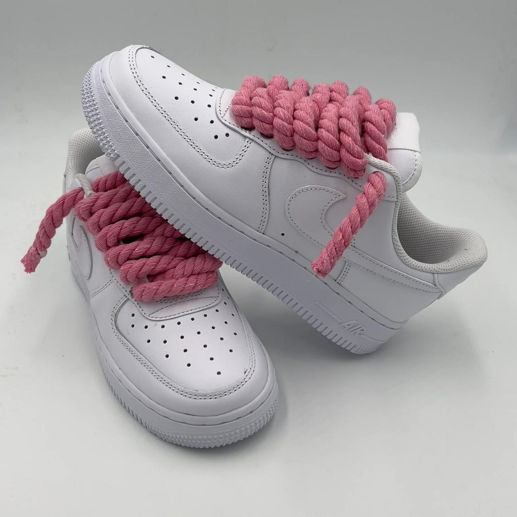Nike Air Force 1 White Rope Laces Rosa