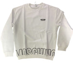 Moschino Felpa Cotone Garzato Bianco Logo Nero Uomo