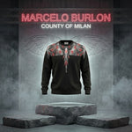 Marcelo Burlon Felpa County of Milan Nera Con Ali Grigie e Multilogo Rossi