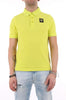 Blauer Polo Piquet Giallo Fluo Logo Nero Uomo