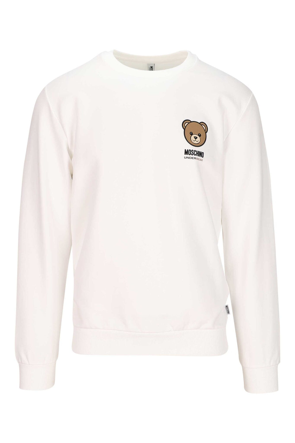 Moschino Felpa Uomo Bianca Orsetto Classica in Pile