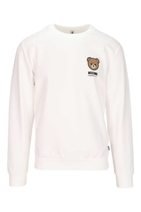 Moschino Felpa Uomo Bianca Orsetto Classica in Pile
