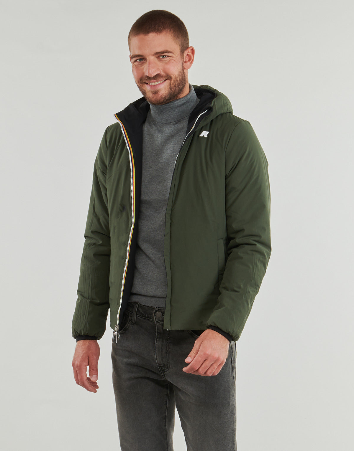 K-way Reversibile Jack St Warm Nero e Verde