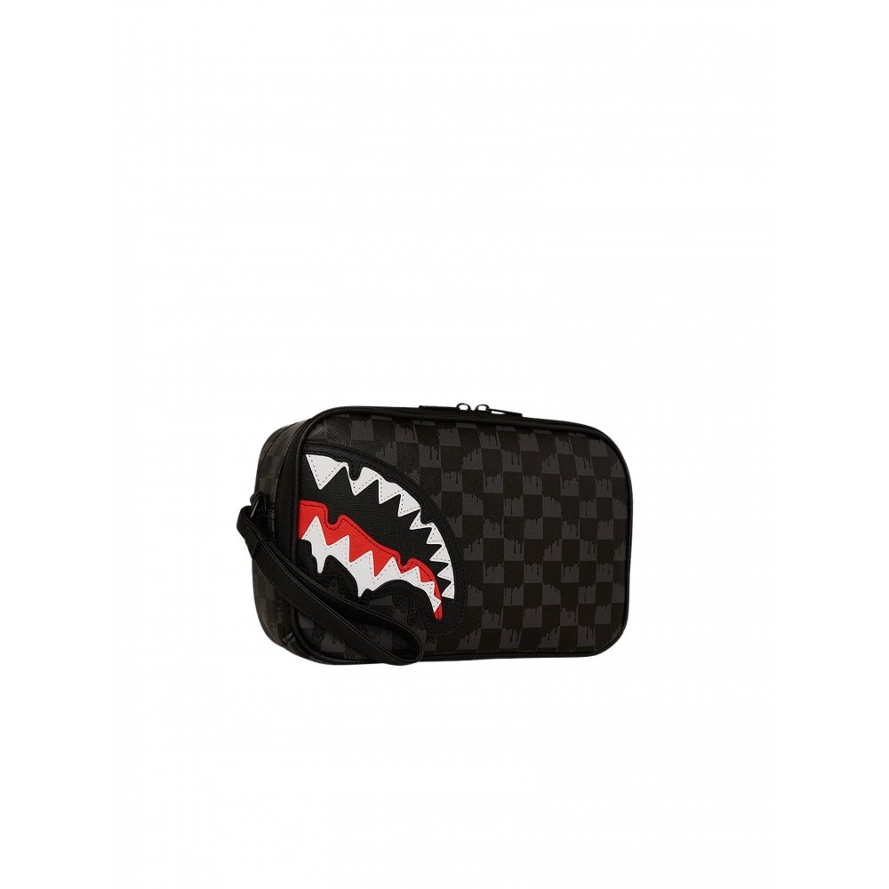 Sprayground Beauty Pochette Dripping Sharks In Paris Toiletry Brick Nero