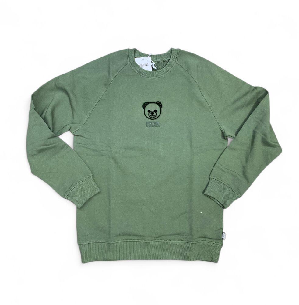 Moschino Felpa Uomo Verde Cotone Orsetto Centrale