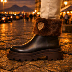 Blauer Stivaletto Kimmel Fur Marrone Pelliccia