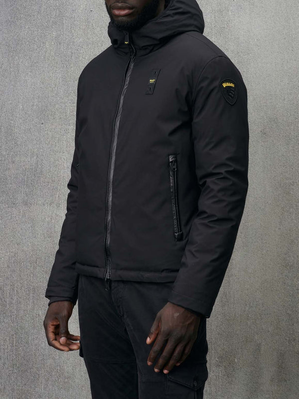 Blauer Giubbino Ballard Double Face Nero Liscio Piumino Beige