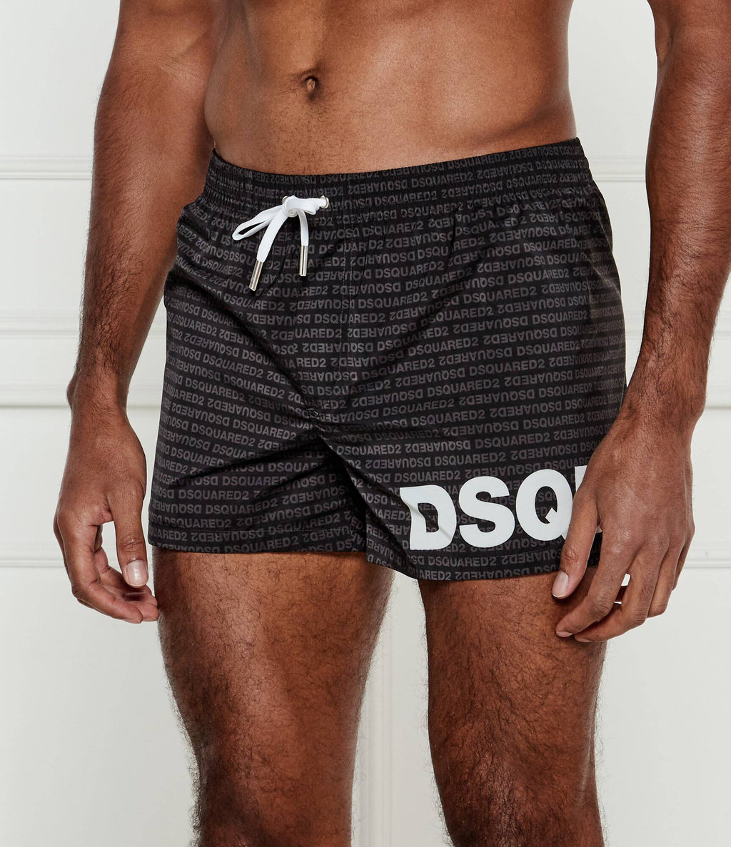 Dsquared2 Costume Mare Short Multilettering Nero Uomo 2025