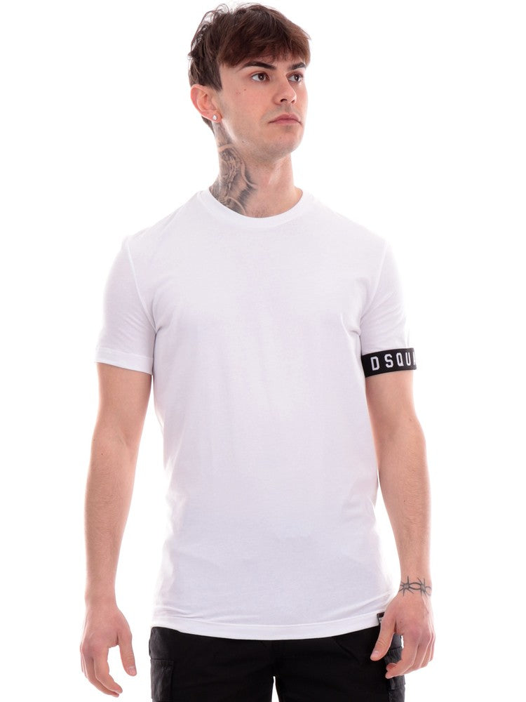 Dsquared2 T-Shirt Mezza Manica Icon Banda Bianco