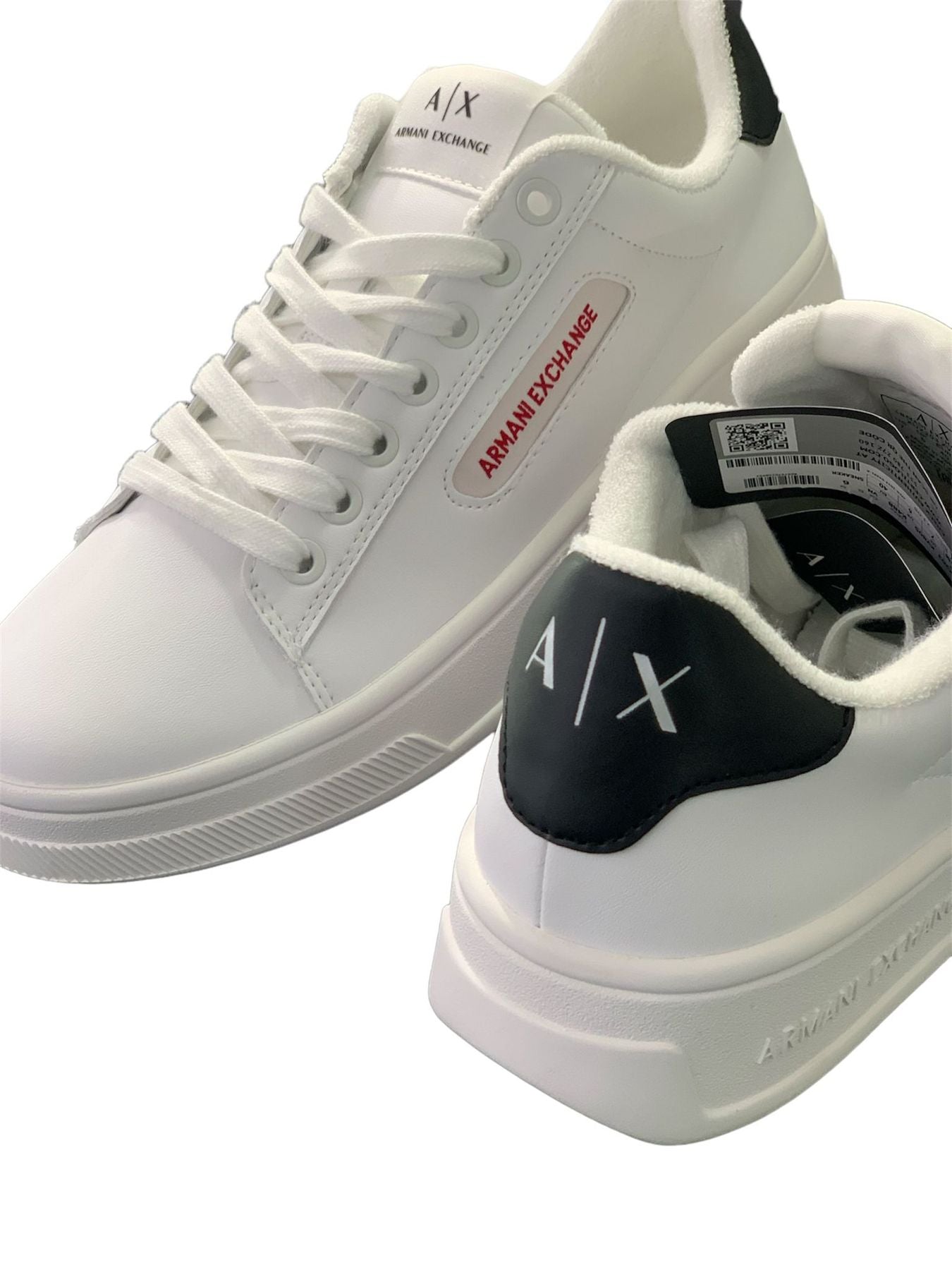 Armani Exchange Sneakers Bianca Pelle Scritta Rossa Uomo – UPremium