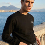 Moschino Felpa Nera Interno Cotone Scritta Grande