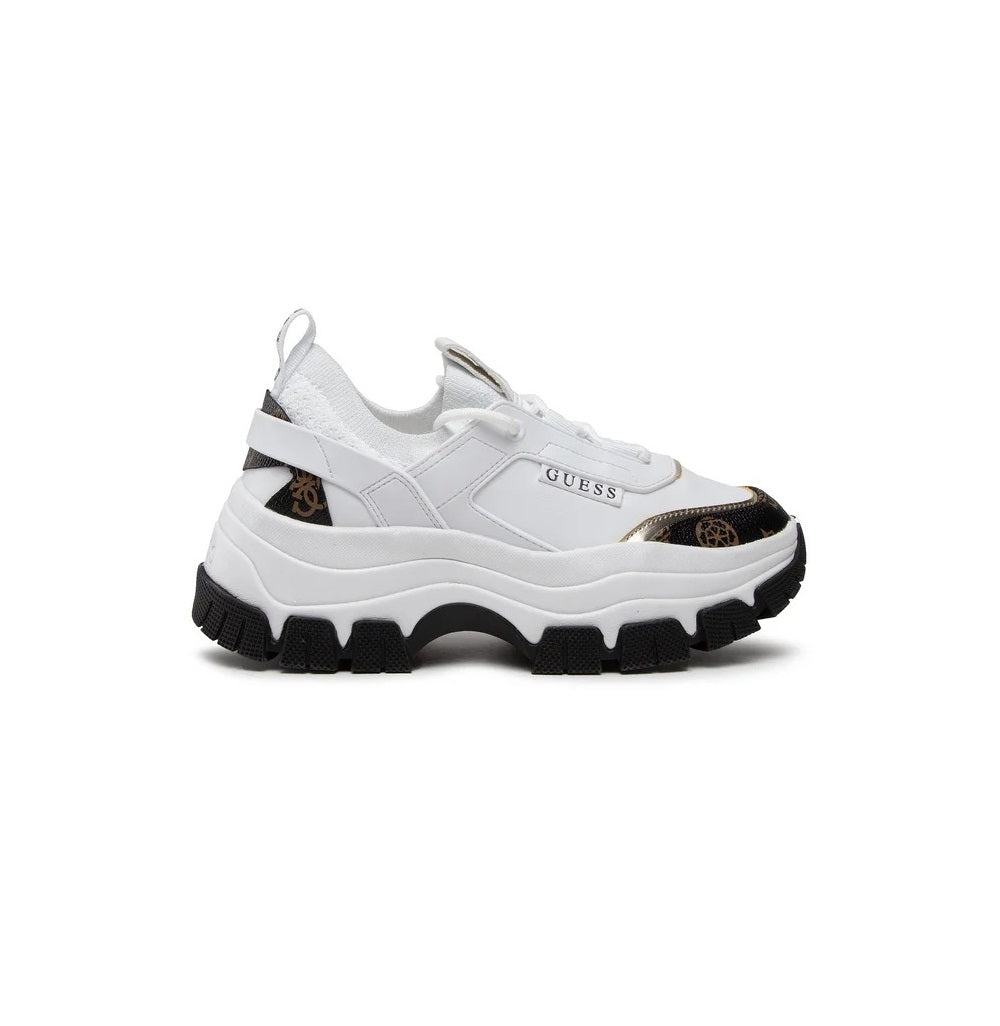 Guess Braydin Sneakers Donna Bianca Beige Zeppa