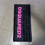 Dsquared2 Telo mare in spugna nero logo fucsia