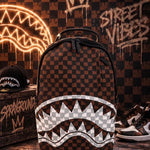 Sprayground Zaino Brown And Cream Drip Check Shark