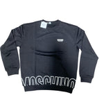 Moschino Felpa Cotone Garzato Nera Logo Bianco Uomo