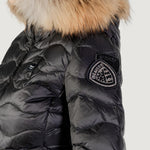 Blauer Aldie Piumino Donna con Pelliccia nero ad onde