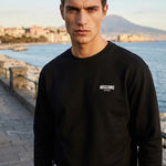 Moschino Felpa Nera Interno Cotone Scritta Grande