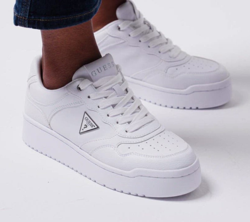 Guess Miram Bianco Logo Argento Donna