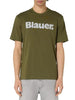 Blauer T-Shirt Ernst Verde Logo Centrale Grande Grigio
