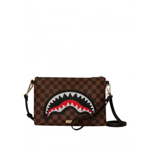 Sprayground Pochette Sawtooh Shark in Paris Marrone Scacchi