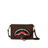 Sprayground Pochette Sawtooh Shark in Paris Marrone Scacchi