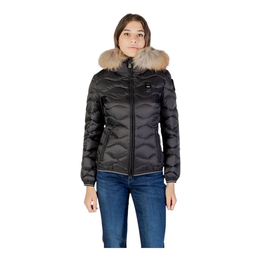 Blauer Aldie Piumino Donna con Pelliccia nero ad onde
