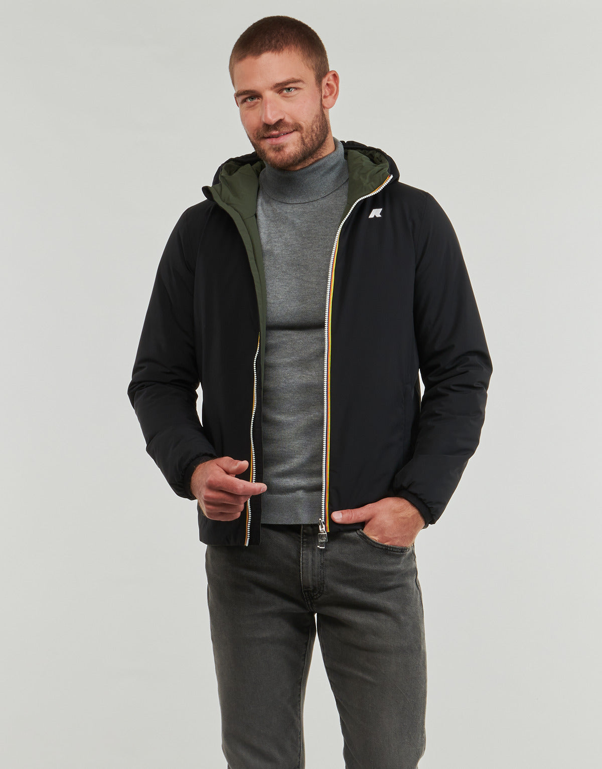 K-way Reversibile Jack St Warm Nero e Verde