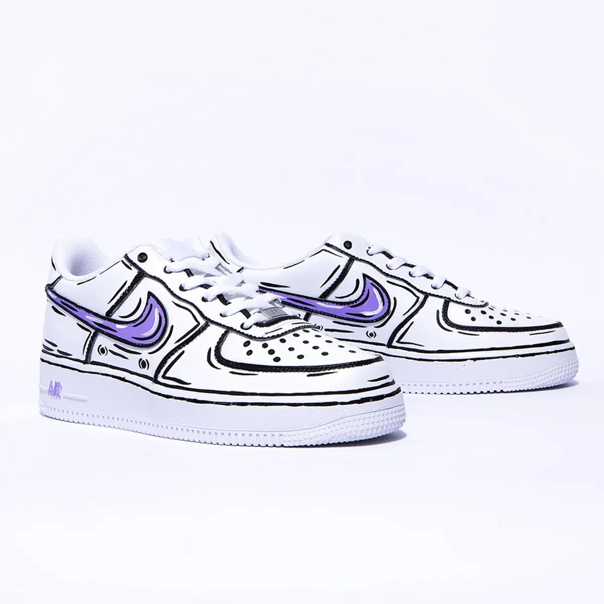 Nike Custom Bianco Viola Effetto Cartoon