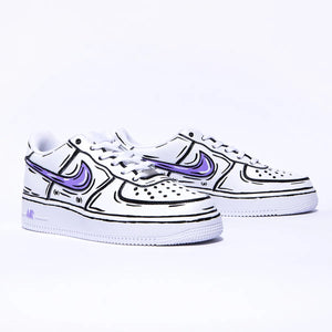 Nike Custom Bianco Viola Effetto Cartoon