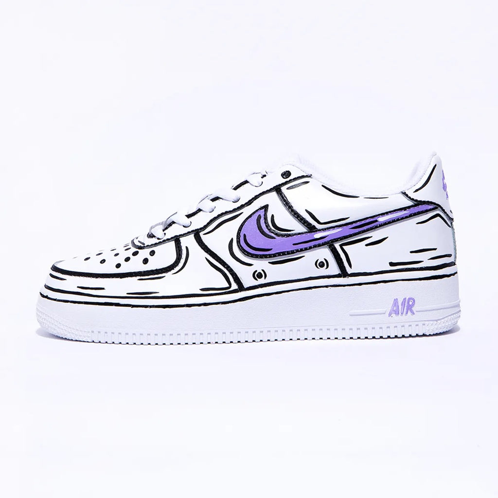 Nike Custom Bianco Viola Effetto Cartoon