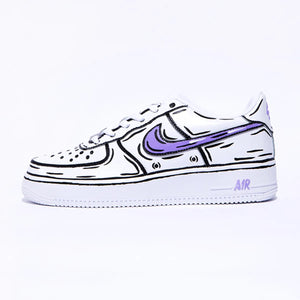 Nike Custom Bianco Viola Effetto Cartoon