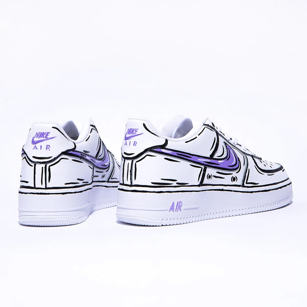 Nike Custom Bianco Viola Effetto Cartoon