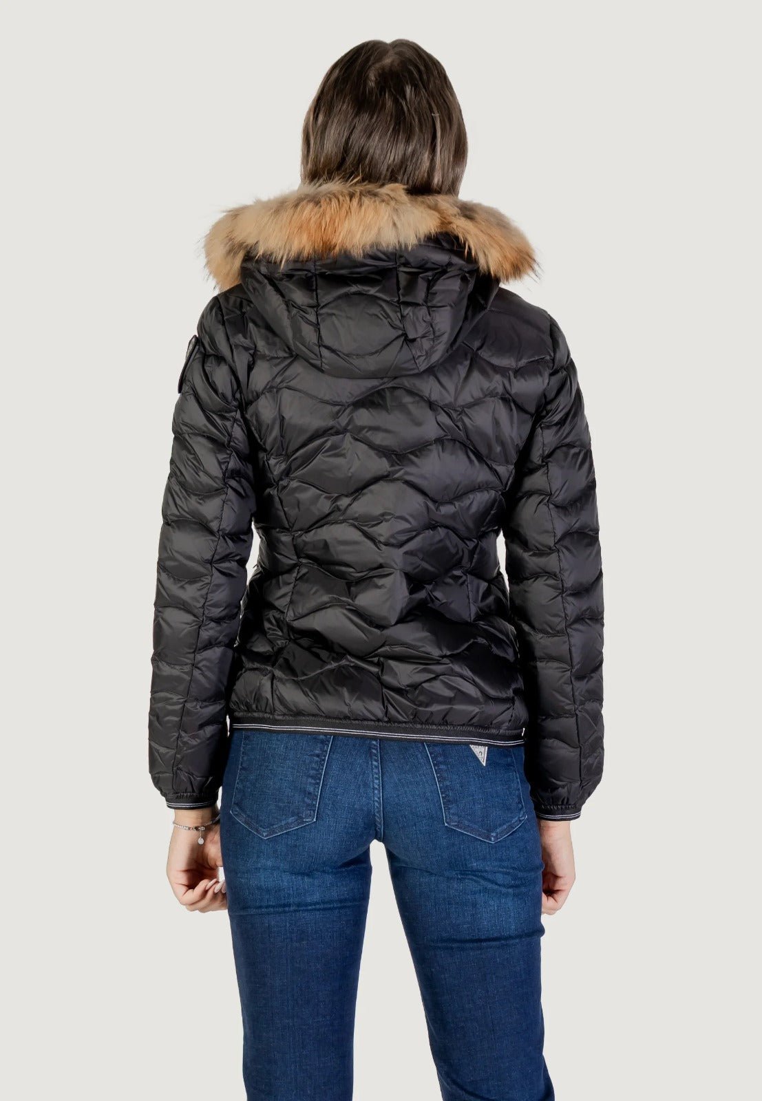 Blauer Aldie Piumino Donna con Pelliccia nero ad onde