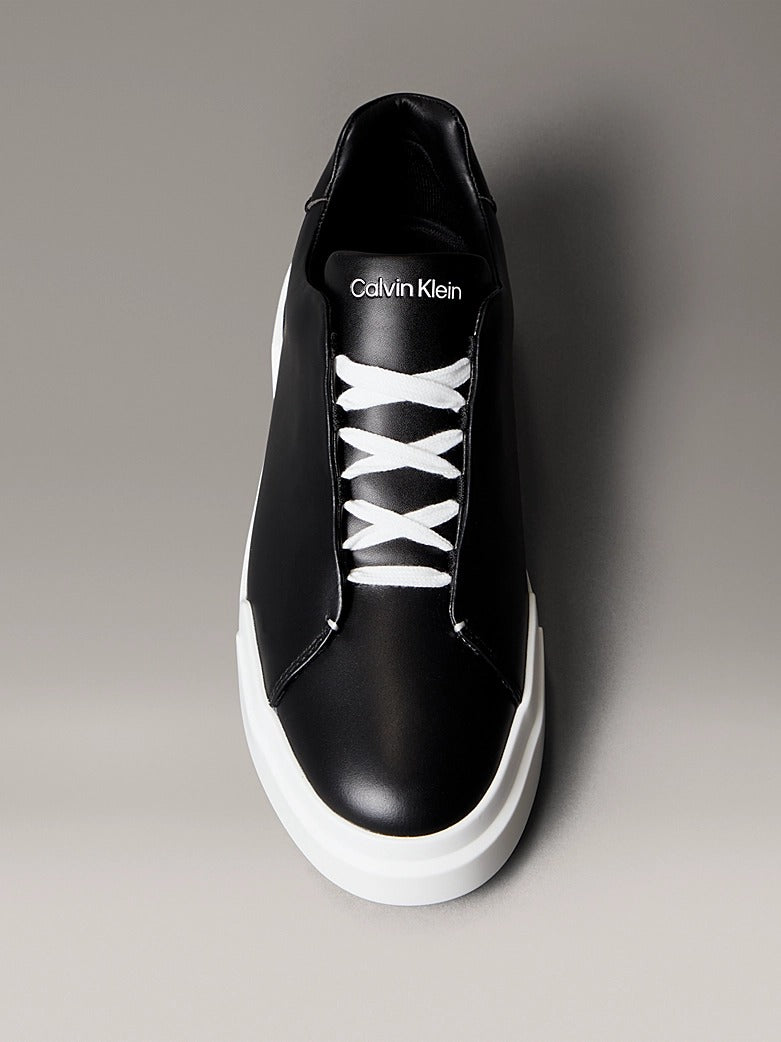 Calvin Klein Leather Hidden Eyelet Lacing Nero