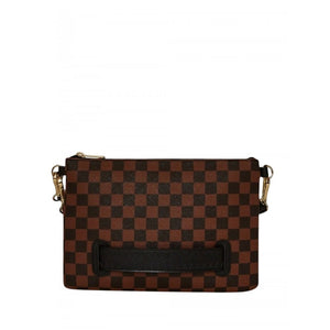 Sprayground Pochette Sawtooh Shark in Paris Marrone Scacchi