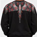 Marcelo Burlon Felpa County of Milan Nera Con Ali Grigie e Multilogo Rossi
