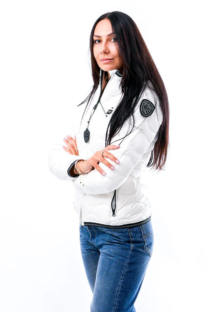 Blauer Giubbino Camelia Onde Invernale Strass Donna Bianco