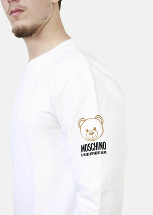 Moschino Felpa Bianca Interno Pail Orsetto Laterale