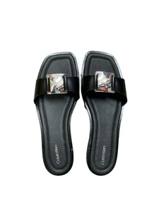 Calvin Klein Sandalo Ciabattine  Nero Wick Argento Donna