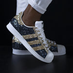 Adidas Superstar Total Glitter Champagne Blu Stars