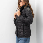 Blauer Giubbino Camelia Onde Invernale Strass Donna Nero