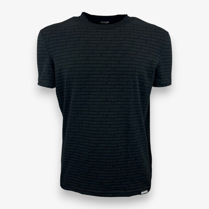 Dsquared2 T-Shirt Uomo Mezza Manica Nera Repeat