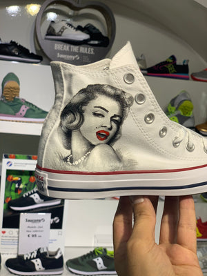 Converse All Star Marylin Monroe Disegnate a Mano Indelebile