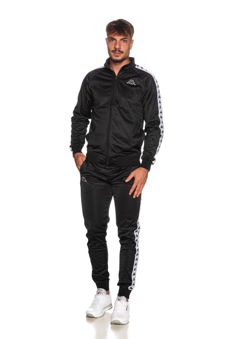 Tuta Kappa Acetata Completa Nero Bande Bianche – UPremium