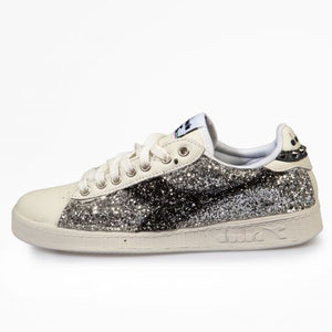Diadora Low Sneakers Customized Total Glitter Argento
