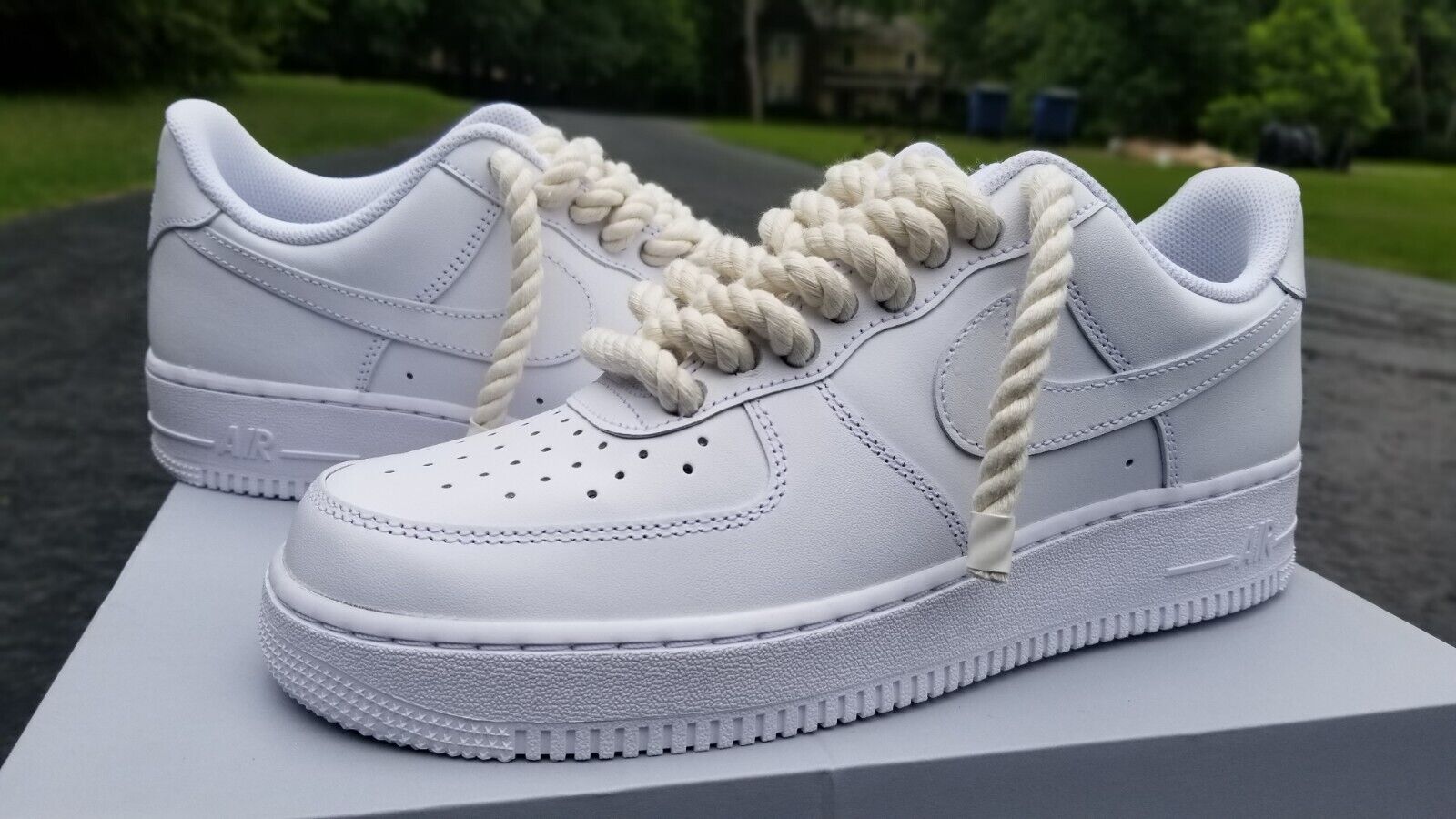 Nike Air Force 1 White Rope Laces Beige