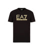 EA7 T-Shirt Armani Nero Logo Oro Mezza Manica