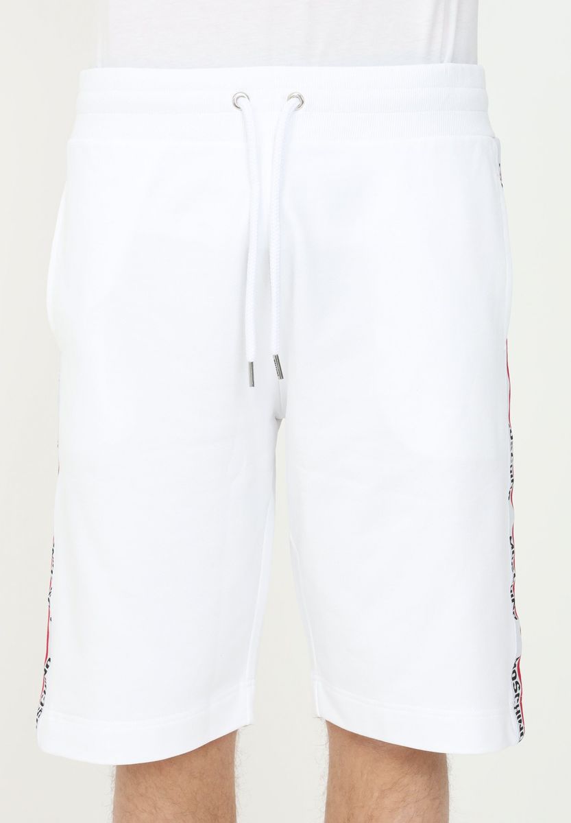 Moschino Shorts Banda Logo Bianco