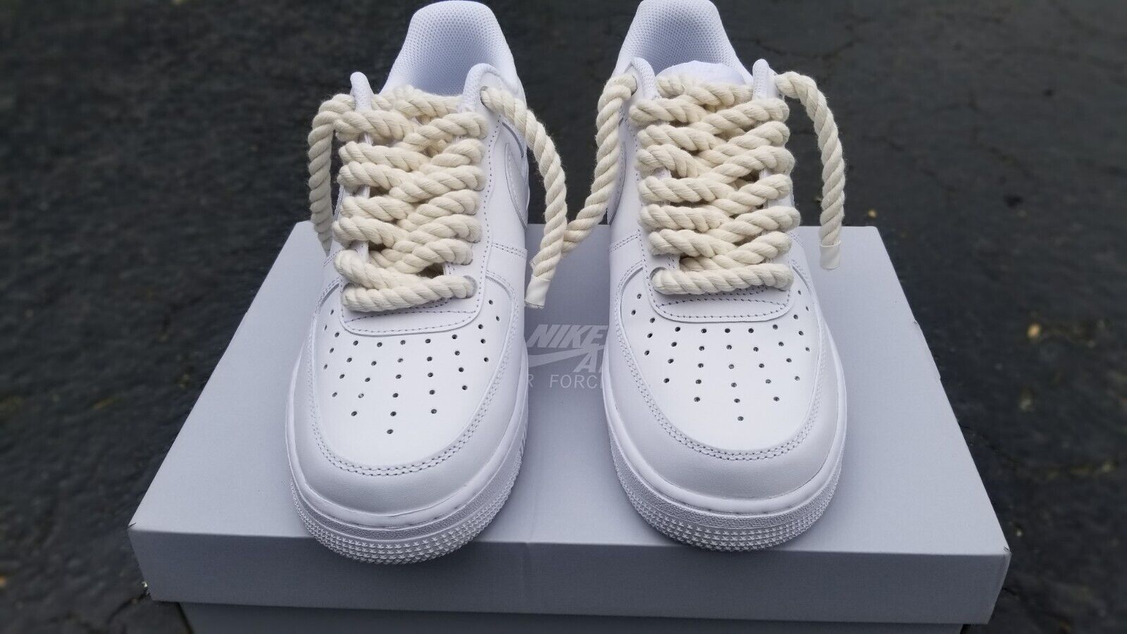 Nike Air Force 1 White Rope Laces Beige